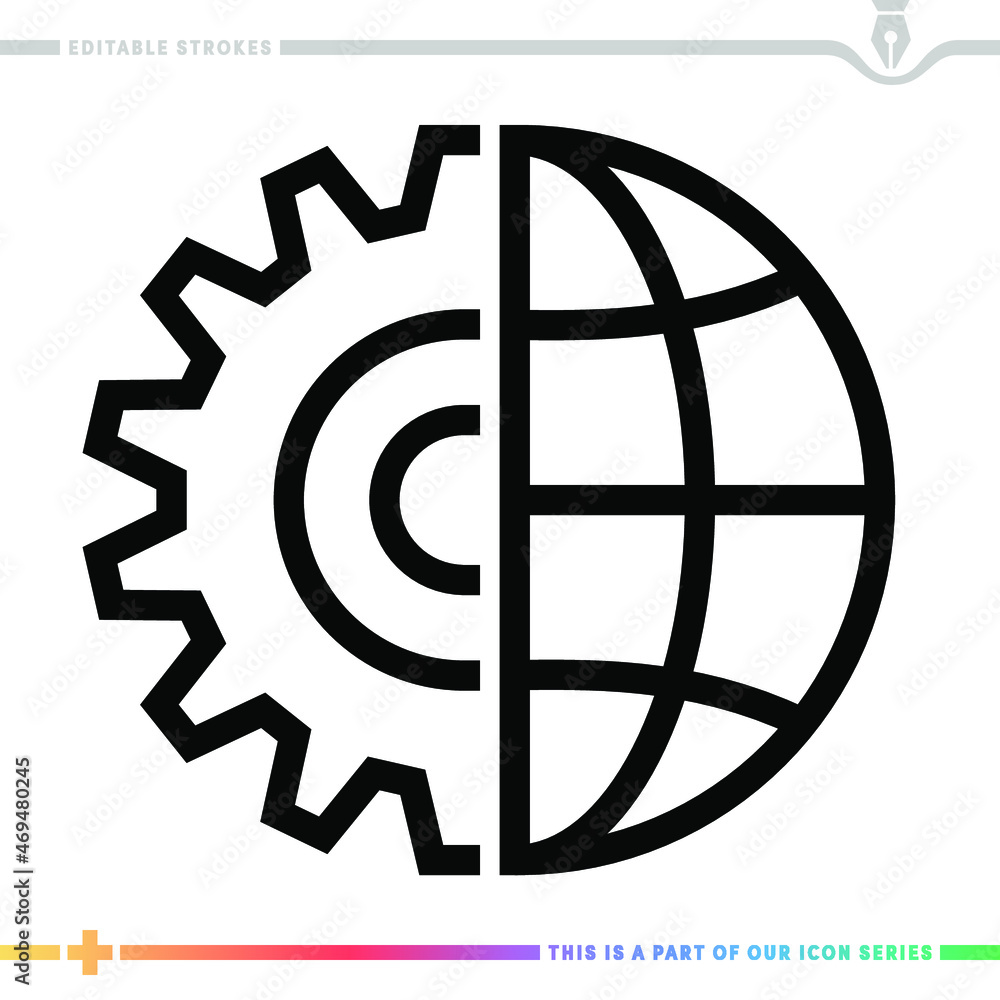 Poster the editable line icon of multinational corporation can be used as a customizable black stroke vecto