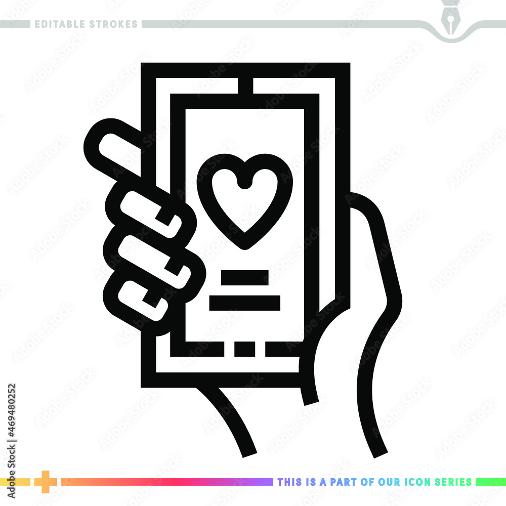 Poster the editable line icon of matchmaking app can be used as a customizable black stroke vector illustra