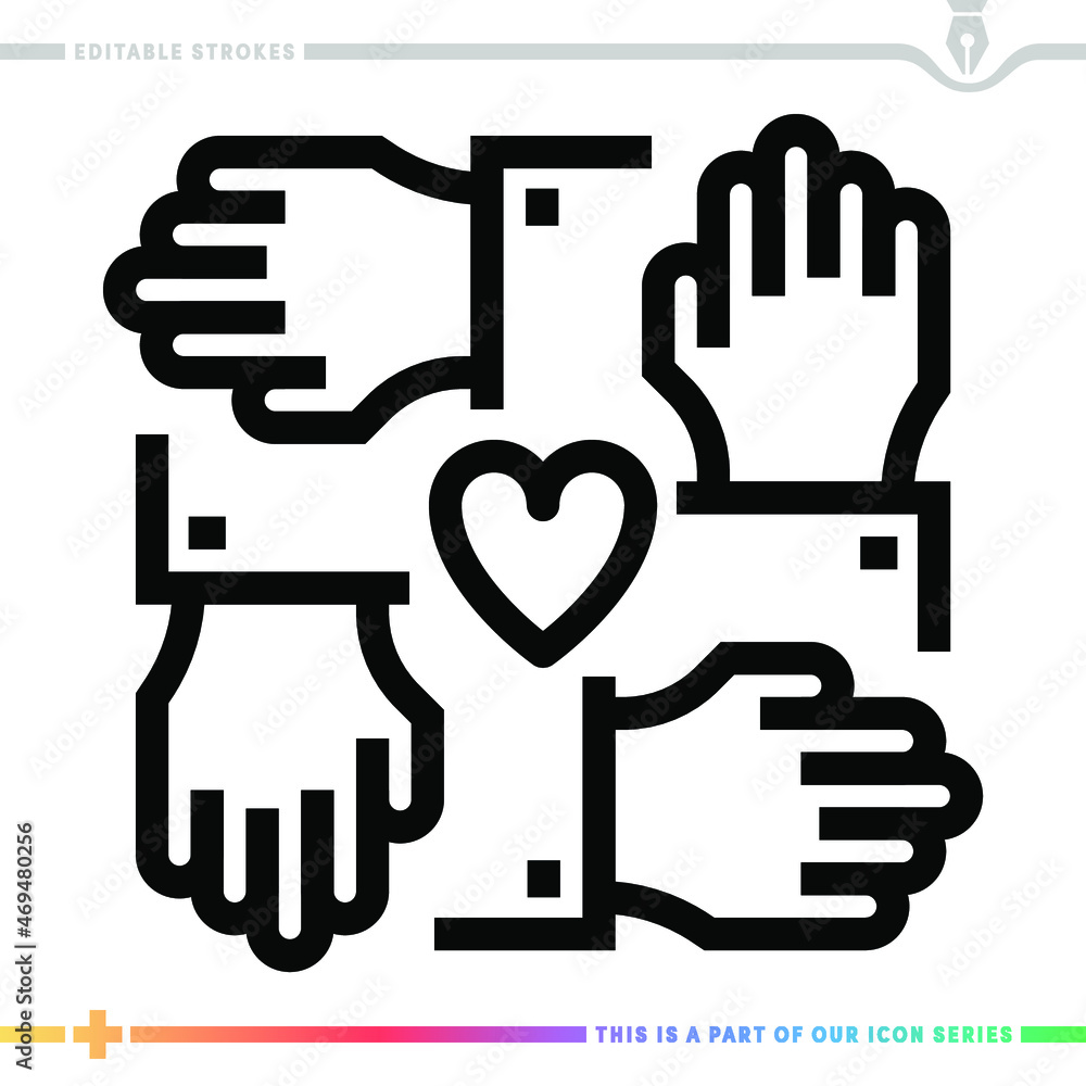 Poster the editable line icon of community support can be used as a customizable black stroke vector illust
