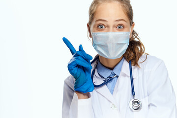nurse medical mask blue gloves hospital stethoscope