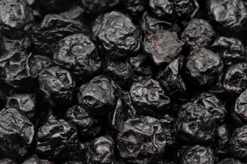 Close-up dried blueberries. food background. Snack Fresh Nuts. Close up