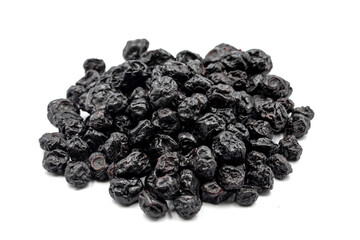 Dried blueberry isolated on white background. food background. Snack fresh nuts. close up