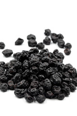 Dried blueberry isolated on white background. food background. Snack fresh nuts. close up story format