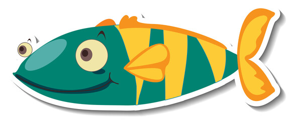 Cute fish animal cartoon sticker