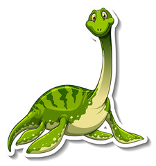 Elasmosaurus dinosaur cartoon character sticker