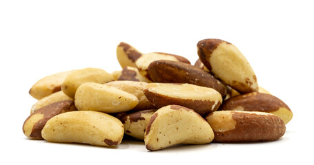 Fototapeta na wymiar Brazil nut isolated on white background. Snack nuts. Close-up.