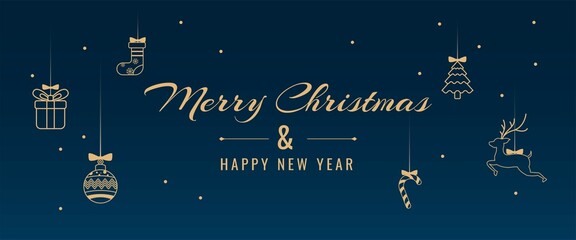 Merry Christmas and Happy New Year banner template design. Usable for background, banner, cover, card, and web.