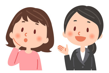 説明をするビジネスマンと説明を聞く女性