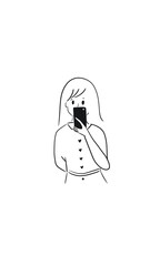 person with a telephone, sketch girl, cute woman