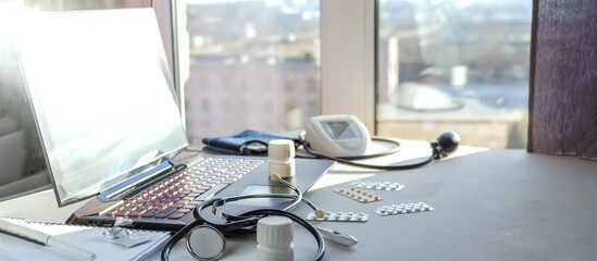 Medicine, telehealth,medical.  doctor conducts a remote consultation, provides online medical...