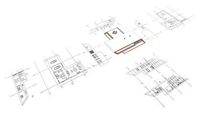 house building sketch architecture 3d illustration