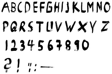 grunge style handpainted font, headline font, vector art, letters isolated and grouped