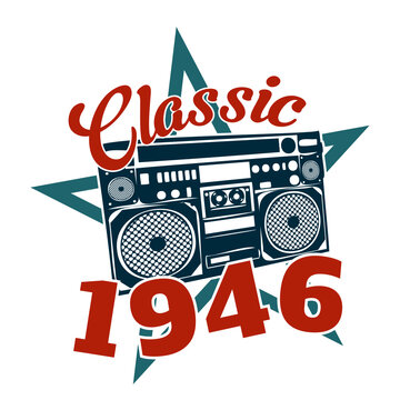 vintage 1946 Classic radio, 1946 birthday typography design