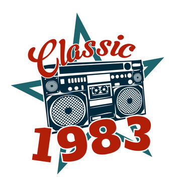 vintage 1983 Classic radio, 1983 birthday typography design
