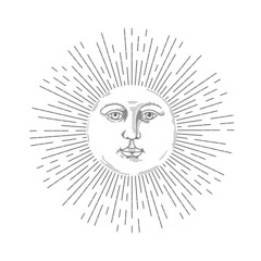 Boho sun icon, bohemian style tattoo design