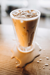 Cold coffee latte with ice