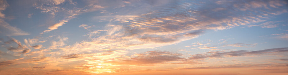 beautiful romantic sunset sky panorama