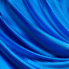 Blue Satin Silky Cloth Fabric Textile Drape with Crease Wavy Folds background.With soft waves and,waving in the wind Texture of crumpled paper. object ,illustration. eps 10