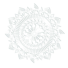 Stencil with lace decorative circle, floral ornaments, geometric pattern. Oriental silhouette ornament. Circular ornament. Round lattice. Vector template for paper