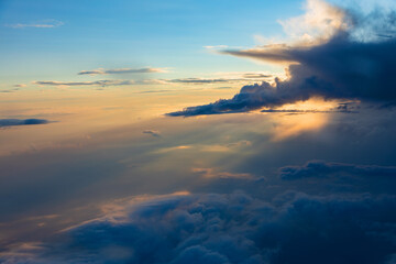 Fototapeta na wymiar Tragic and amazing view of sunset clouds background