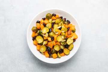 Roasted brussels sprouts salad with butternut squash