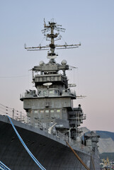 The ship is in the port.