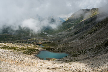 mountain lake near Passo Bornengo in Val Maighels, Surselva