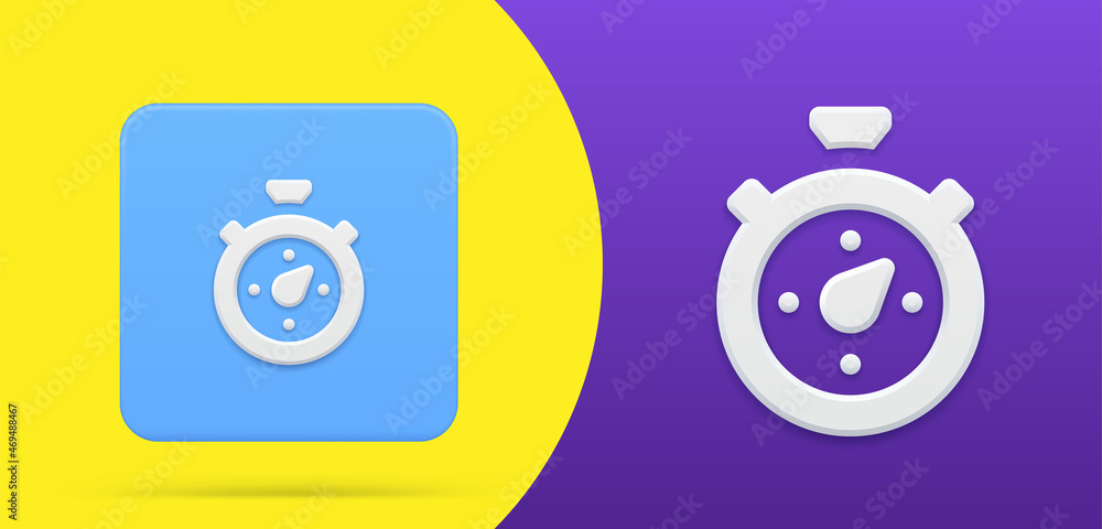 Aufkleber stopwatch timer simple 3d icon button set vector illustration. minute second counter for fixing time