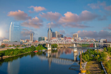 Nashville downtown city skyline cityscape of  Tennessee