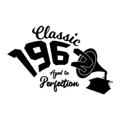 vintage 1962 Classic Gramophone music, 1962 birthday typography design
