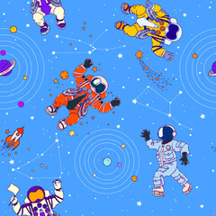 Pattern with astronaut in space - 469489037