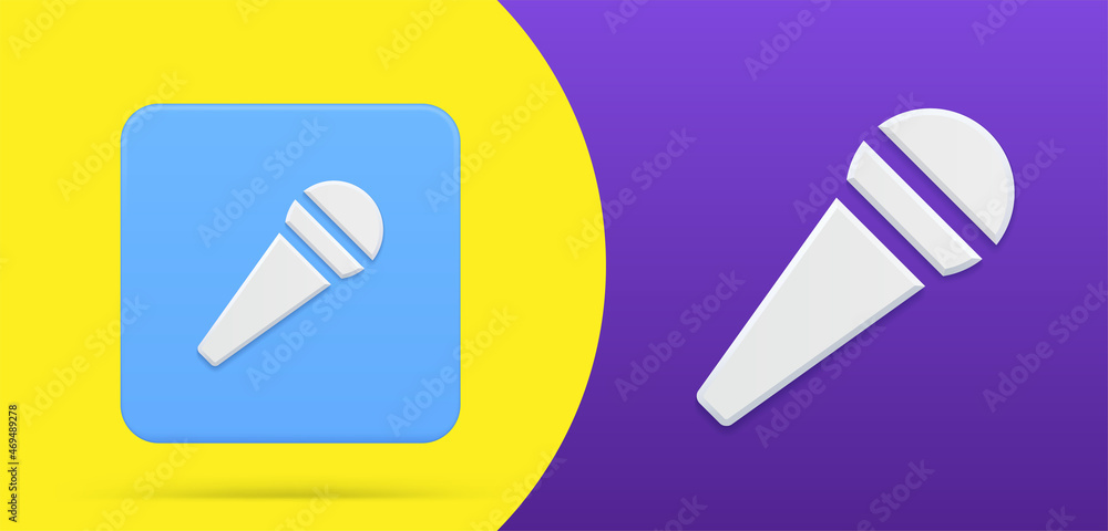 Poster modern microphone simple 3d icon squared button set vector illustration