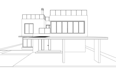 Modern house architecture 3d illustration