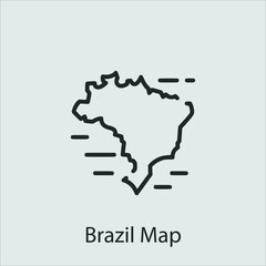 brazil map  icon vector icon.Editable stroke.linear style sign for use web design and mobile apps,logo.Symbol illustration.Pixel vector graphics - Vector
