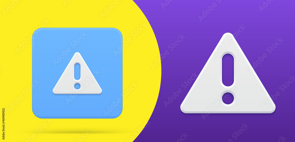 Poster triangle with exclamation point simple 3d icon button set vector illustration. symbol of dangerous