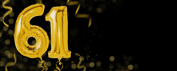 Golden balloons with copy space - Number 61