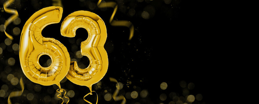 Golden balloons with copy space - Number 63