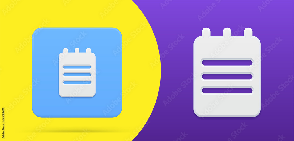 Poster notepad with writing text on spring simple 3d icon button set vector illustration. blank notebook