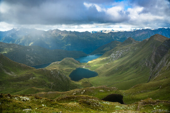 heatshaped lake Lago di Tom and Lago di Ritom in Val Piora, Ticino