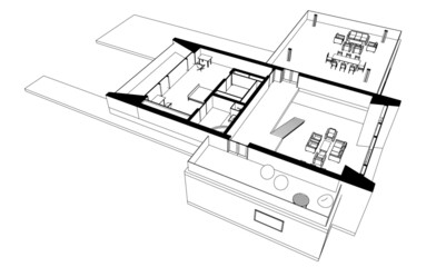 Modern house architecture 3d illustration
