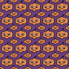 seamless pattern of cute pumpkin cartoon