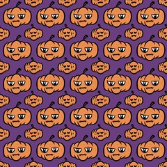 seamless pattern of cute pumpkin cartoon