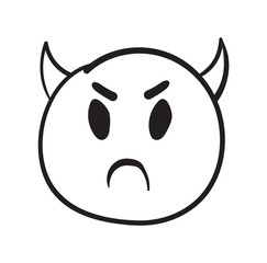 Doodle emoji with horns. Doodles image pictogram, vector illustration