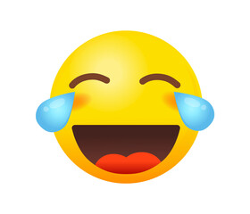 Emoji Tears of Joy. Sticker mood hahaha joke vector