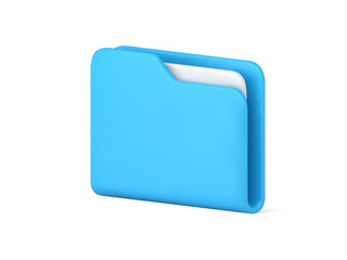 Blue folder for documents storage 3d icon vector illustration. Logotype archive data information © provectors