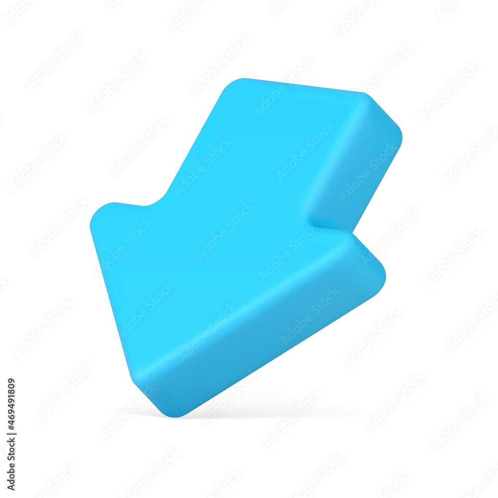 Poster blue arrow down icon isometric 3d vector infographic direction pointing marker navigation