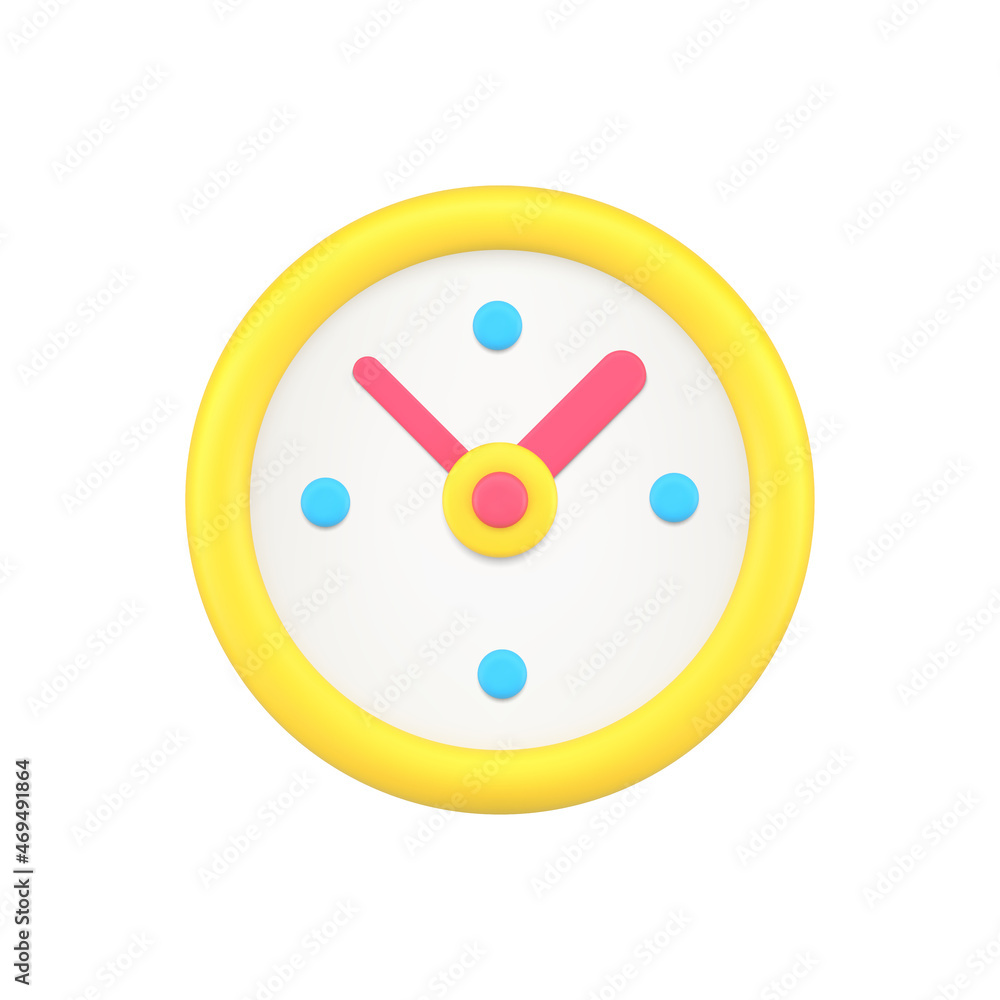 Aufkleber rounded yellow alarm clock with time arrows 3d icon vector illustration. circle badge analog watch
