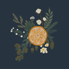 Christmas botanical vector beautiful decoration