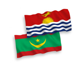Flags of Republic of Kiribati and Islamic Republic of Mauritania on a white background