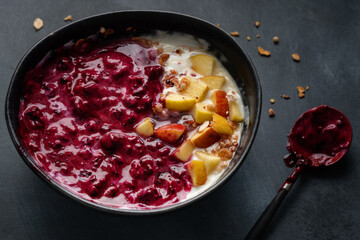 Homemade granola muesli with yogurt
